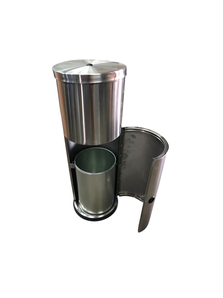 Stainless Steel Wipe Dispenser Stand with Built-In Trash Can