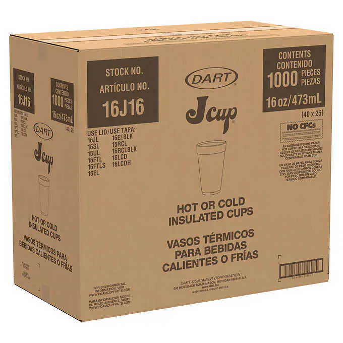 Styrofoam Cups, 1000 Ea/Cs